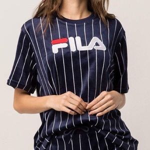 FILA velour pinstripe t shirt